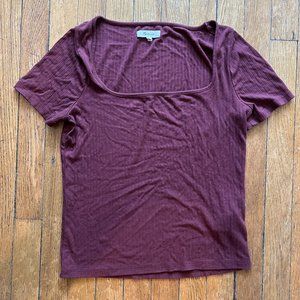 Madewell Brightside T-Shirt in Dark Merlot Red